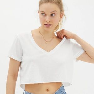 urban outfitters BDG white vneck cropped